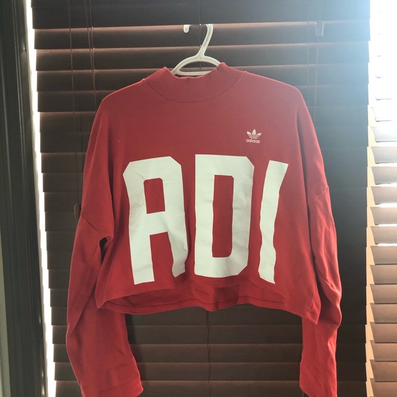 Adidas Bold Age Red Mockneck Cropped sweater - Picture 2 of 4